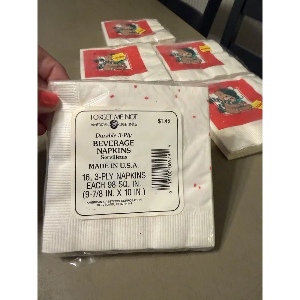 VINTAGE CHRISTMAS THEMED AMERICAN GREETINGS BEVERAGE NAPKINS NOS UNOPENED - 5